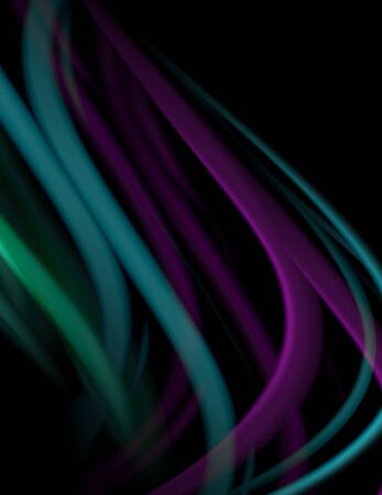 Silk smooth lines on black, liquid fluid color waves. Vector Illustrationのイラスト素材
