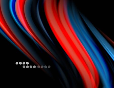 Silk smooth lines on black, liquid fluid color waves. Vector Illustrationのイラスト素材