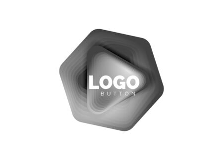 Play, arrow or download button icon, minimal design business logo template. 3d geometric bold in relief style with color blend steps effect. Vector Illustration For Wallpaper, Banner, Background, Cardのイラスト素材