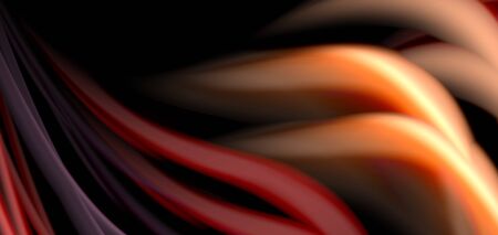 Abstract silk smooth lines on black, multicolored liquid fluid rainbow style waves on black