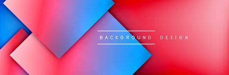 Square shapes composition geometric abstract background. 3D shadow effects and fluid gradients....