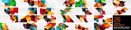 Mega collection of abstract backgrounds - trendy low poly triangle shapes polygonal patterns. Vector Illustrations For Wallpaper, Banner, Background, Card, Book Illustration, landing pageのイラスト素材
