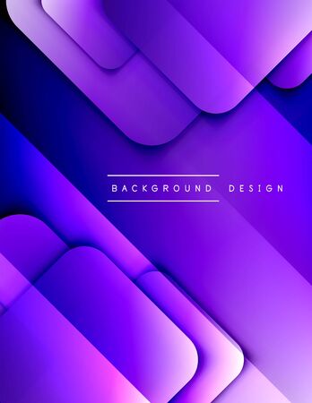 Rounded squares shapes composition geometric abstract background. 3D shadow effects and fluid gradients. Modern overlapping forms.のイラスト素材