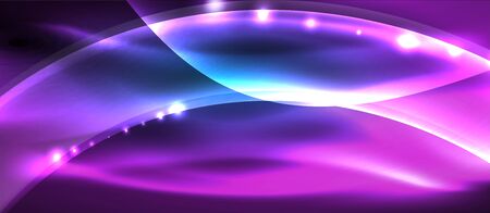 Abstract background. Shiny design neon waves with light effects, techno trendy design. Vector Illustration For Wallpaper, Banner, Background, Card, Book Illustration, landing pageのイラスト素材