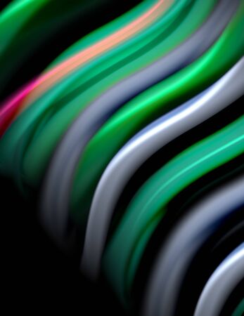 Silk smooth lines on black, liquid fluid color waves. Vector Illustrationのイラスト素材