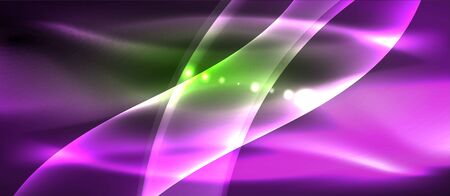 Abstract background. Shiny design neon waves with light effects, techno trendy design. Vector Illustration For Wallpaper, Banner, Background, Card, Book Illustration, landing pageのイラスト素材