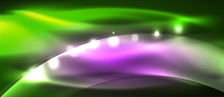 Abstract background. Shiny design neon waves with light effects, techno trendy design. Vector Illustration For Wallpaper, Banner, Background, Card, Book Illustration, landing pageのイラスト素材