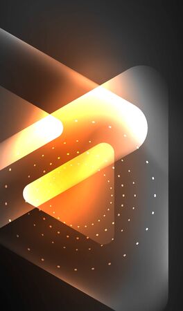 Glowing neon shiny transparent abstract geometric shapes with light effects. Techno futuristic vector abstract background For Wallpaper, Banner, Background, Card, Book Illustration, landing pageのイラスト素材