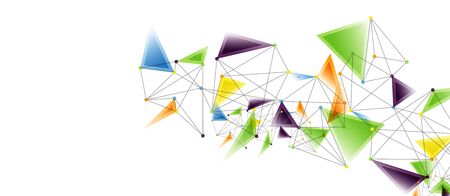 Line points connections, triangular technology design. Abstract geometric background composition For...