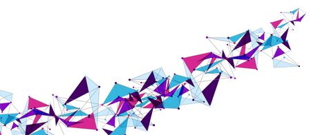 Line points connections, triangular technology design. Abstract geometric background