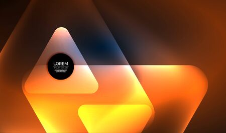 Glowing neon shiny transparent abstract geometric shapes with light effects. Techno futuristic vector abstract background For Wallpaper, Banner, Background, Card, Book Illustration, landing pageのイラスト素材