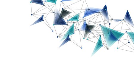 Line points connections, triangular technology design. Abstract geometric background composition For...