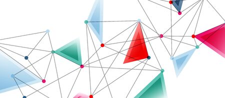 Line points connections, triangular technology design. Abstract geometric background composition For Wallpaper, Banner, Background, Card, Book Illustration, landing pageのイラスト素材
