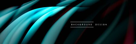 Colorful flow poster. Wave liquid lines and shapes in black color background. Vector Illustration For Wallpaper, Banner, Background, Card, Book, Illustration, landing page, cover, placard, poster, banner, flyer, designのイラスト素材