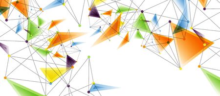 Line points connections, triangular technology design. Abstract geometric background