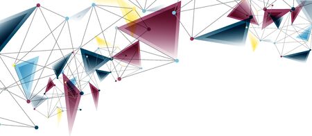 Line points connections, triangular technology design. Abstract geometric backgroundのイラスト素材