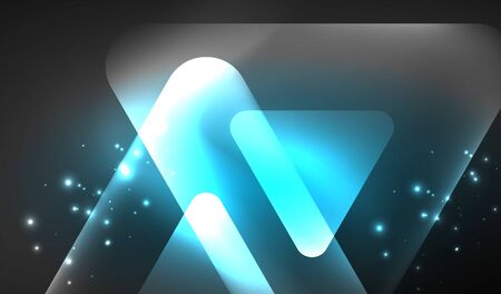 Glowing neon shiny transparent abstract geometric shapes with light effects. Techno futuristic vector abstract background For Wallpaper, Banner, Background, Card, Book Illustration, landing pageのイラスト素材