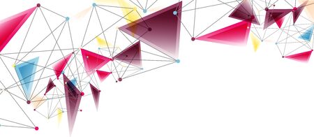 Line points connections, triangular technology design. Abstract geometric background composition For Wallpaper, Banner, Background, Card, Book Illustration, landing pageのイラスト素材