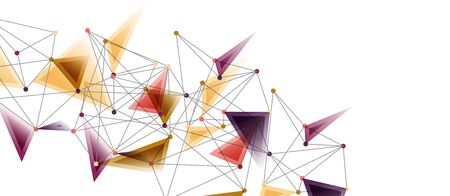 Line points connections, triangular technology design. Abstract geometric background composition For Wallpaper, Banner, Background, Card, Book Illustration, landing pageのイラスト素材