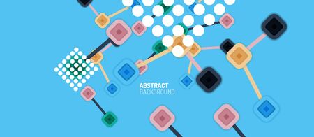 Abstract square dot connections, flat style multicolored geometric background for Wallpaper, Banner, Background, Card, Book Illustration, landing page or poster designのイラスト素材