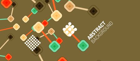 Abstract square dot connections, flat style multicolored geometric background for Wallpaper, Banner, Background, Card, Book Illustration, landing page or poster designのイラスト素材