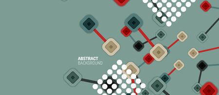 Abstract square dot connections, flat style multicolored geometric background for Wallpaper, Banner, Background, Card, Book Illustration, landing page or poster designのイラスト素材