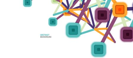 Abstract square dot connections, flat style multicolored geometric background for Wallpaper, Banner, Background, Card, Book Illustration, landing page or poster designのイラスト素材