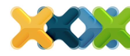 Glossy multicolored plastic style cross composition, x shape design, techno geometric modern...