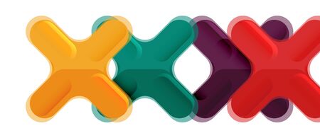 Glossy multicolored plastic style cross composition, x shape design, techno geometric modern...
