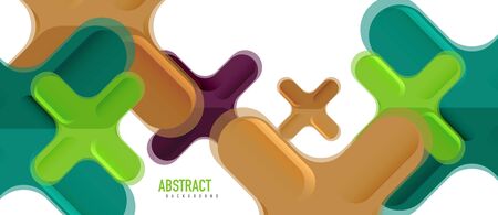 Glossy multicolored plastic style cross composition, x shape design, techno geometric modern...