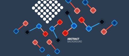 Abstract square dot connections, flat style multicolored geometric background for Wallpaper, Banner, Background, Card, Book Illustration, landing page or poster designのイラスト素材