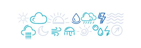Hand drawn weather and nature icon set, vector line style artのイラスト素材