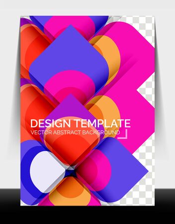Business annual report brochure template, A4 size covers created with geometric modern patternsのイラスト素材
