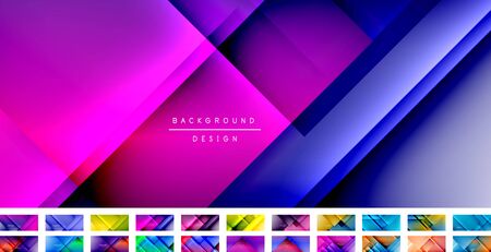 Set of square shapes composition geometric abstract backgrounds. 3D shadow effects and fluid gradients. Modern overlapping forms wallpaper for your text messageのイラスト素材