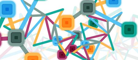 Abstract square dot connections, flat style multicolored geometric background for Wallpaper, Banner, Background, Card, Book Illustration, landing page or poster designのイラスト素材