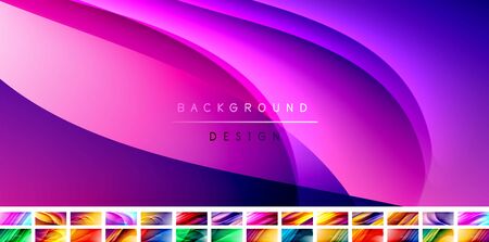 Fluid gradient waves with shadow lines, modern flowing motion abstract background setのイラスト素材