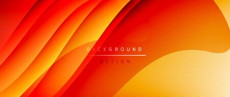 Fluid gradient waves with shadow lines and glowing light effect, modern flowing motion abstract background for cover, placards, poster, banner or flyerのイラスト素材