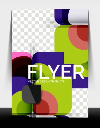 Business annual report brochure template, A4 size covers created with geometric modern patternsのイラスト素材
