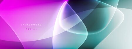 Vector abstract background - liquid bubble shapes on fluid gradient with shadows and light effects. Shiny design template for textのイラスト素材