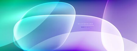 Vector abstract background - liquid bubble shapes on fluid gradient with shadows and light effects. Shiny design template for textのイラスト素材