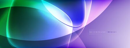 Vector abstract background - liquid bubble shapes on fluid gradient with shadows and light effects. Shiny design template for textのイラスト素材