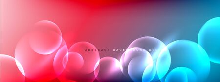 Vector abstract background liquid bubble circles on fluid gradient with shadows and light effects. Shiny design templates for textのイラスト素材