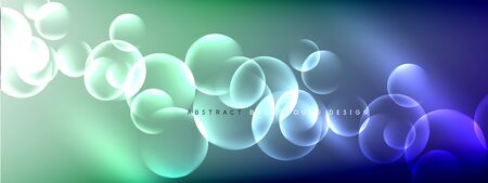 Vector abstract background liquid bubble circles on fluid gradient with shadows and light effects. Shiny design templates for textのイラスト素材