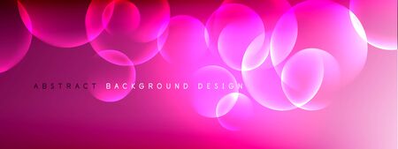 Vector abstract background liquid bubble circles on fluid gradient with shadows and light effects. Shiny design templates for textのイラスト素材