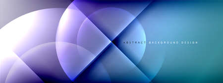 Vector abstract background - circle and cross on fluid gradient with shadows and light effects. Techno or business shiny design templates for textのイラスト素材