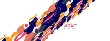 Trendy liquid style shapes abstract design, dynamic vector background for placards, brochures, posters, web landing pages, covers or bannersのイラスト素材