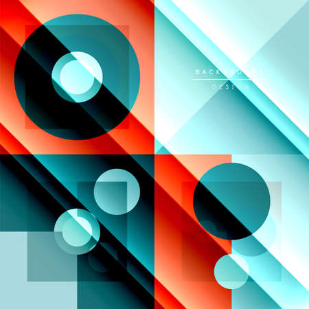 Neo memphis geometric pattern with circles, squares and lines. Pop art abstract background for covers, banners, flyers and posters and other templatesのイラスト素材