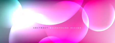 Vector abstract background liquid bubble circles on fluid gradient with shadows and light effects. Shiny design templates for textのイラスト素材