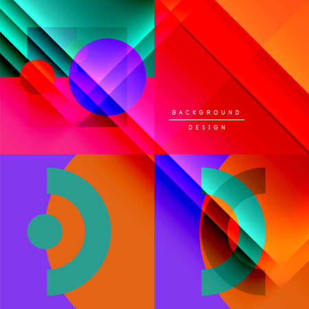 Neo memphis geometric pattern with circles, squares and lines. Pop art abstract background for covers, banners, flyers and posters and other templatesのイラスト素材