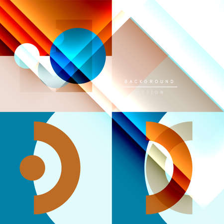 Neo memphis geometric pattern with circles, squares and lines. Pop art abstract background for covers, banners, flyers and posters and other templatesのイラスト素材